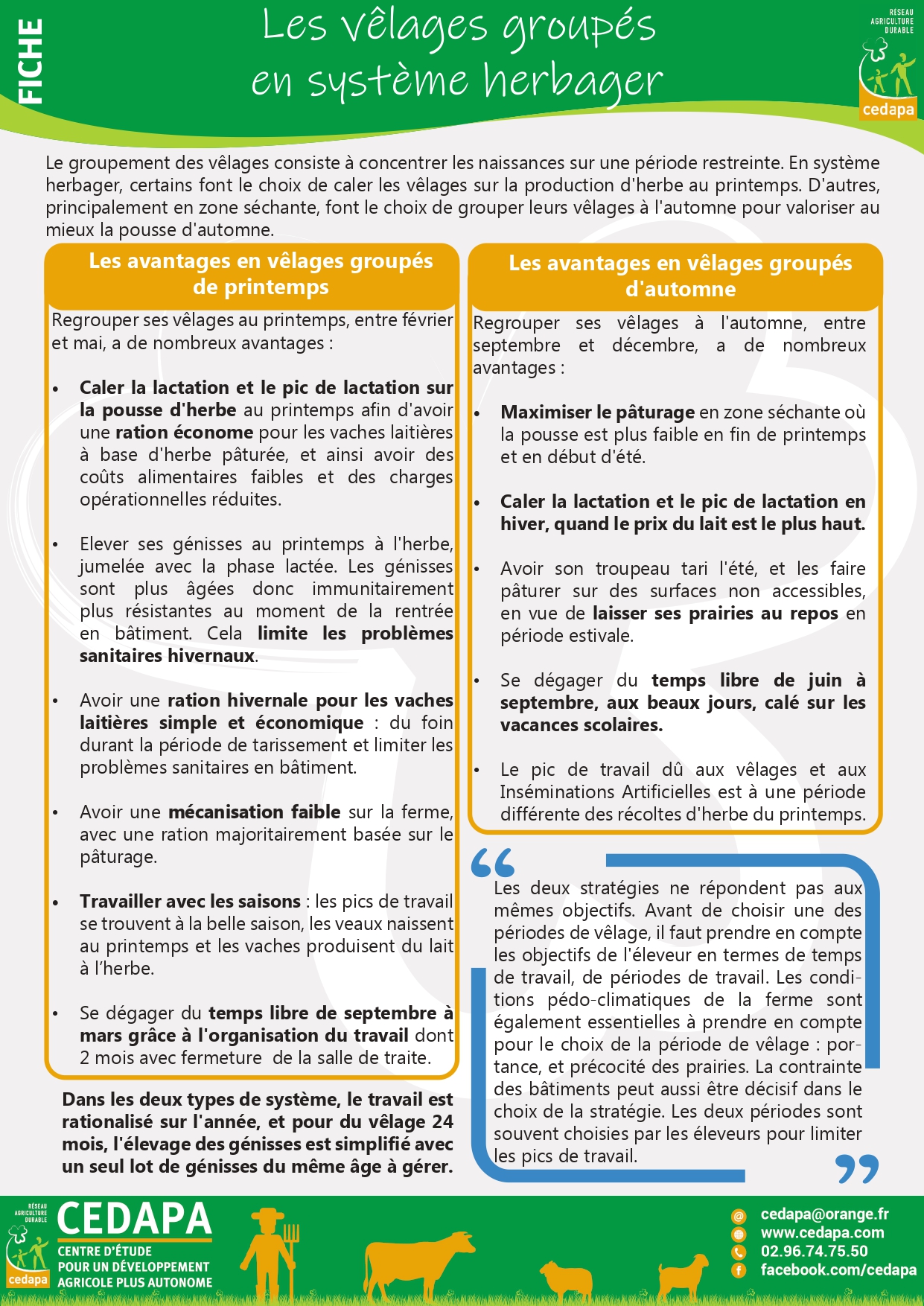 Vêlages groupés printemps-automne